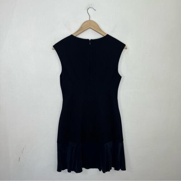 Rebecca Taylor Textured Stacy Sheath Flounce Hem Crewneck Navy Dress Size 6 - Picture 5 of 16